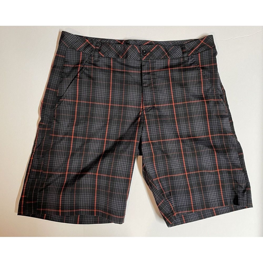 Fila Sport Golf Black & Red Plaid Flat Front Chino Shorts‎ 38